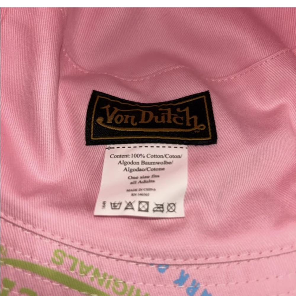 Von Dutch Pink Bucket Hat with Multicolor Print - Picture 4 of 7